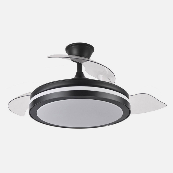 Ventilador de techo Esparta Plus negro 107 cm con luz LED y mando