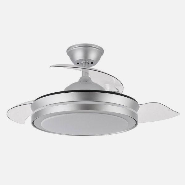Ventilador de techo Esparta Mini plata 91 cm con luz LED y mando