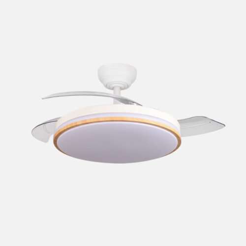 Ventilador de techo Relámpago blanco/haya 107 cm con luz LED y mando